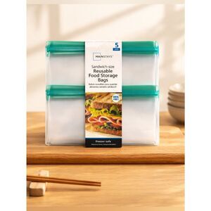 NWT Mainstay 2 Packs Reusable Food Storage Zip Bags 10 bags Freezer Safe